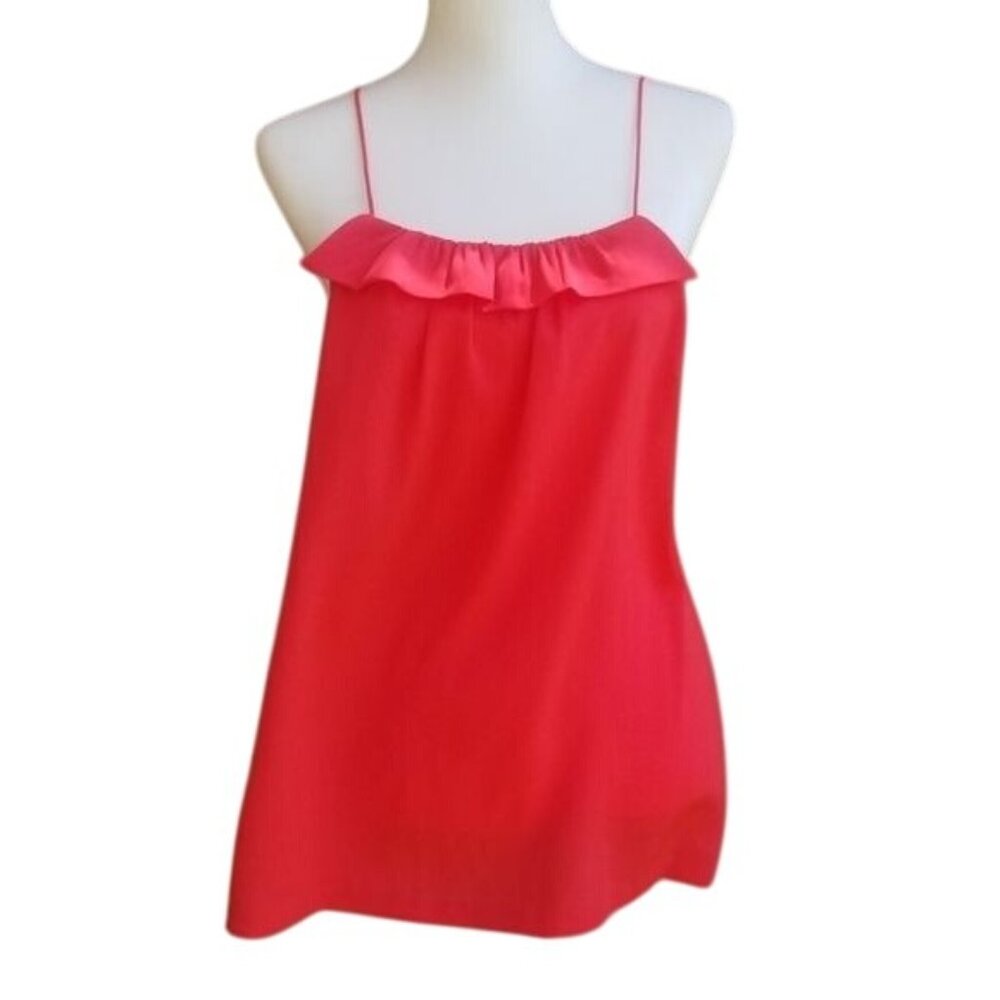 J. Crew Red‎ Ruffle Camisole 10 Spaghetti Strap Flowy Lightweight Whimsical